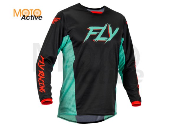 Джерси FLY RACING KINETIC S.E. RAVE, черная/бирюзовая/красная